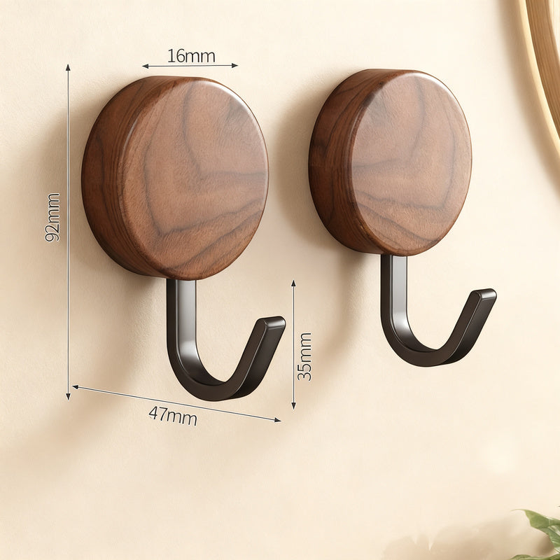Wooden coat rack with adhesive surface, walnut look