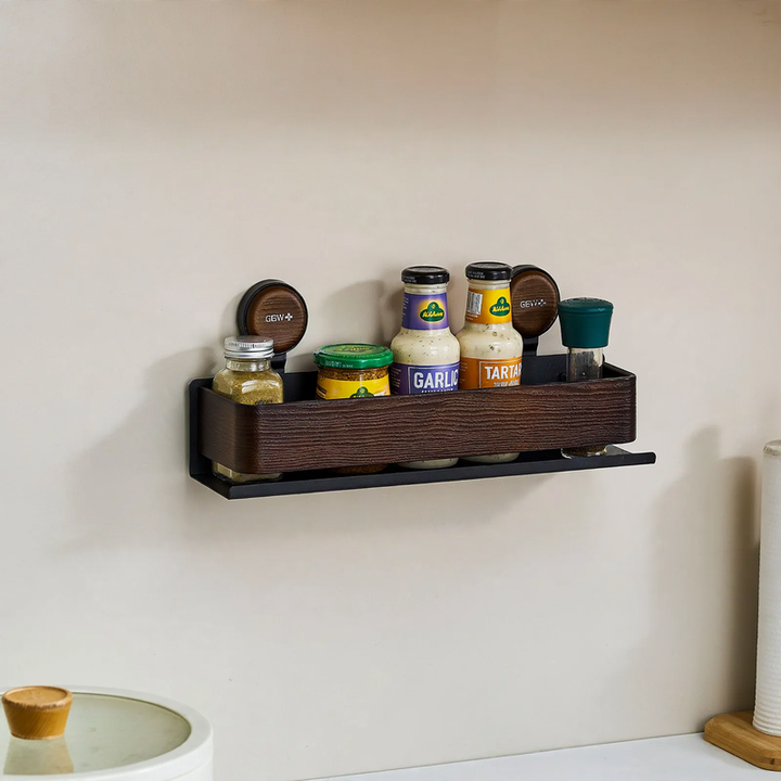 Wall shelf with suction cup for the kitchen, free mounting