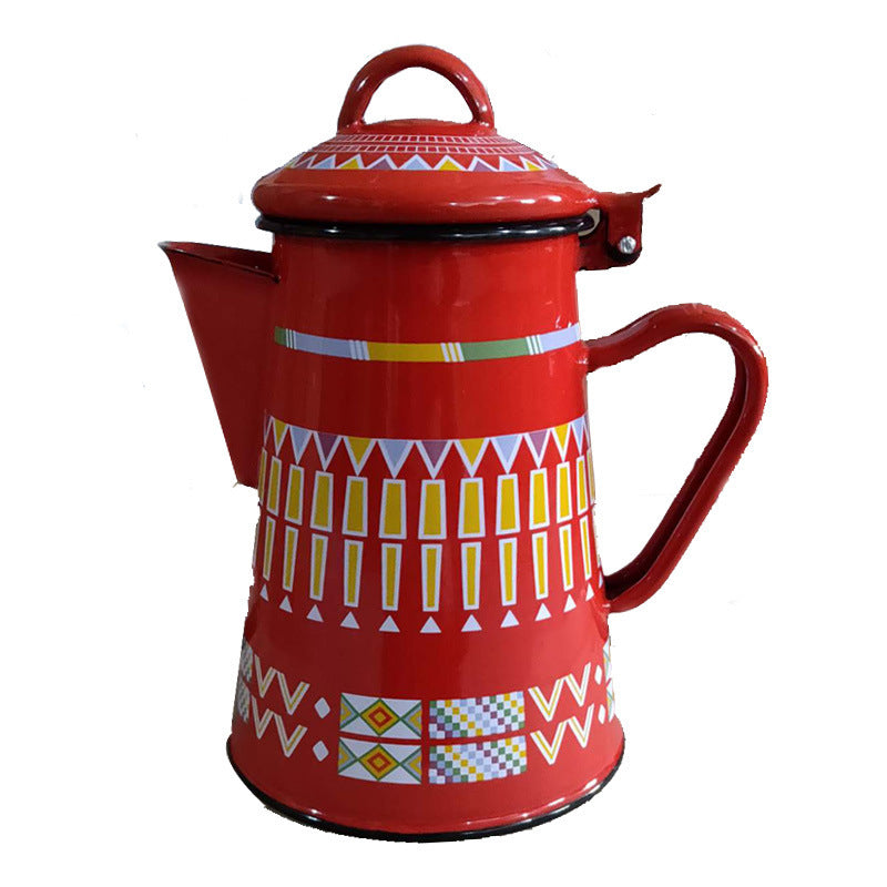 Enamel jug with handle, Blue design