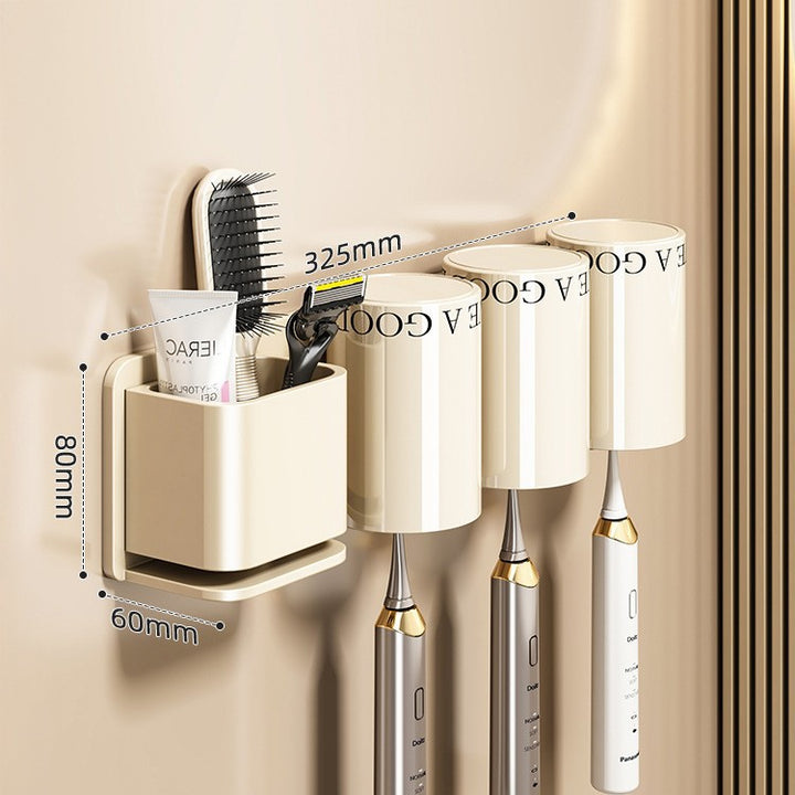 Aluminum toothbrush wall holder, hole-free