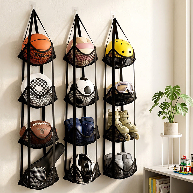 Wall-mounted storage bag for balls and toys
