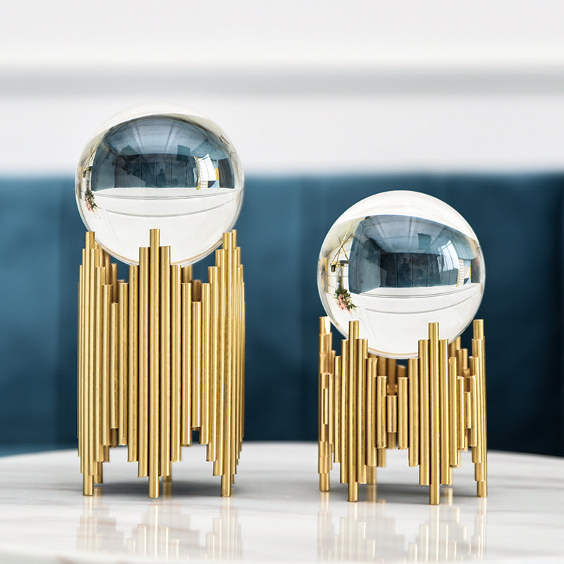 Crystal ball decorative figure modern design metal