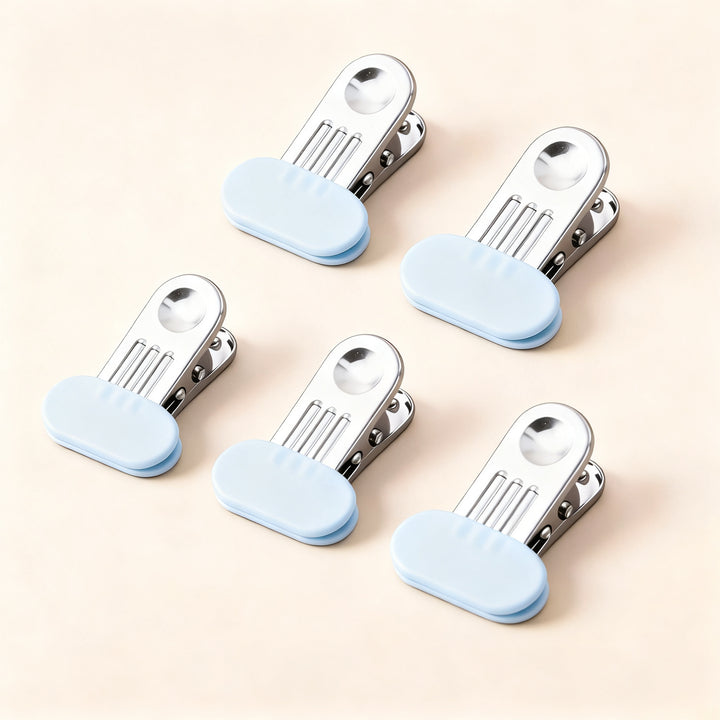 Stainless steel clothespins with wide rubber mouth