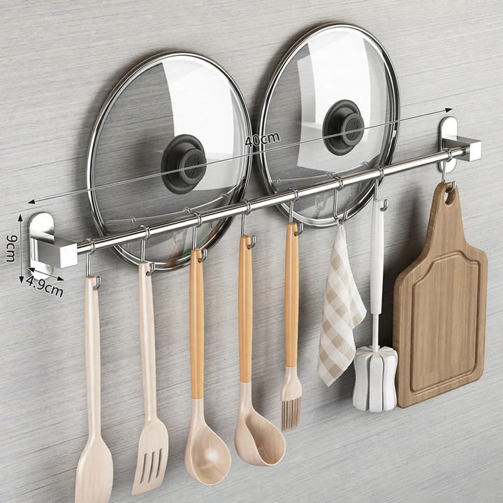 Stainless steel wall hooks for the kitchen, no drilling required