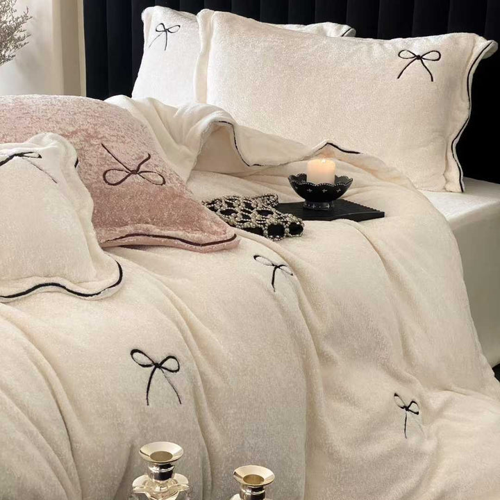 Bedding set made of milk fiber, embroidered, 4-piece