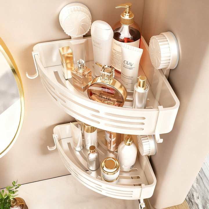 Triangle shelf with suction cup, ABS, for bathroom