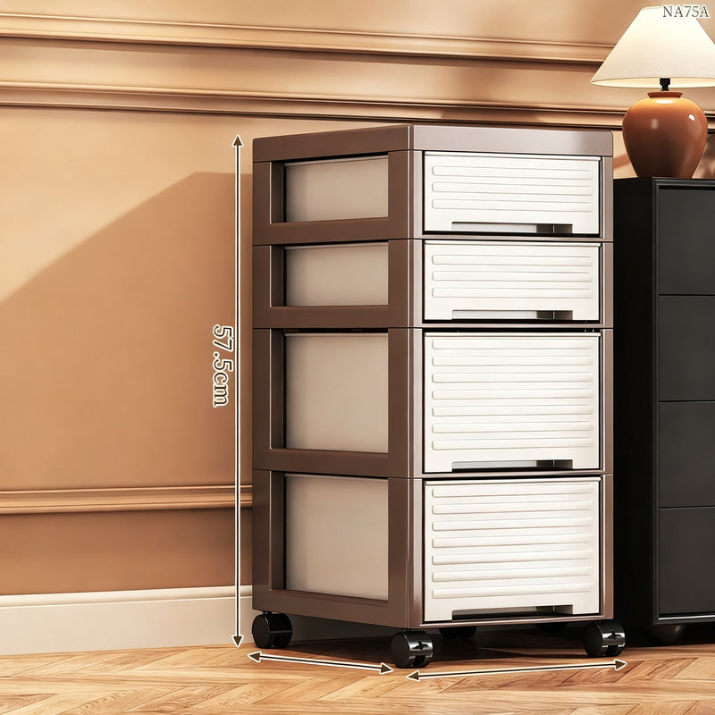 Plastic storage cabinet, multi-layer, with wheels