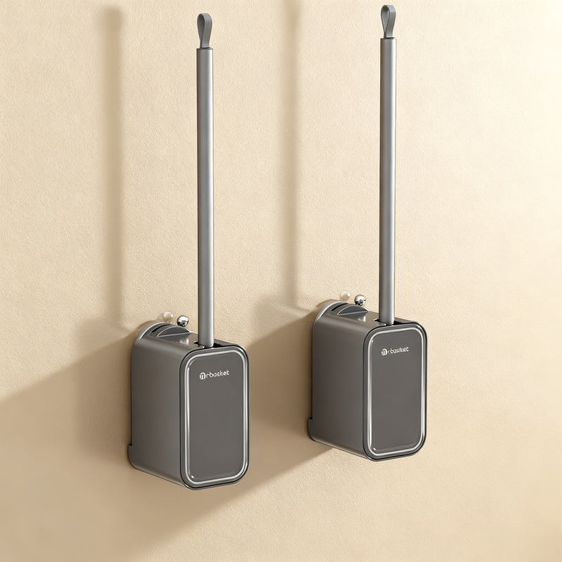 Toilet brush with suction cup, wall mountable