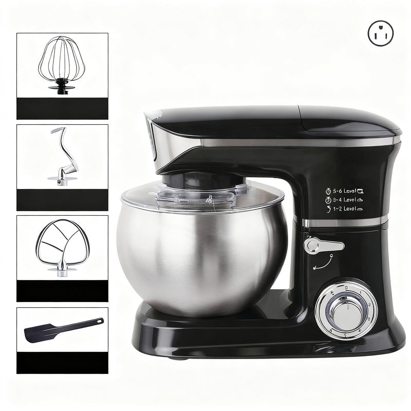 Kitchen machine 5 L, stainless steel, multiple plugs