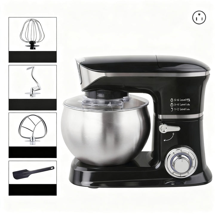 Kitchen machine 5 L, stainless steel, multiple plugs