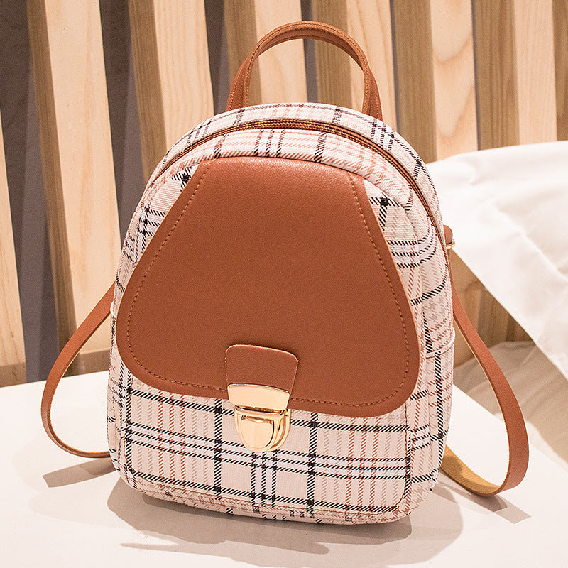 PU backpack with grid pattern, waterproof