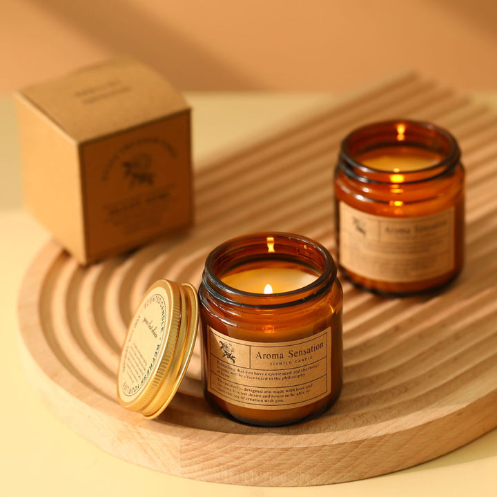 Scented candle made of soy wax in glass