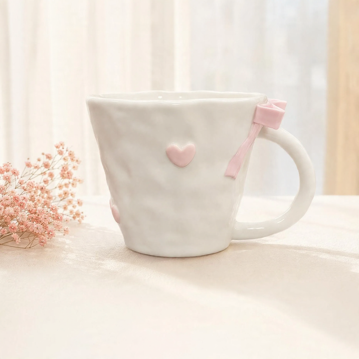 Ceramic coffee mug with bow, 350 ml