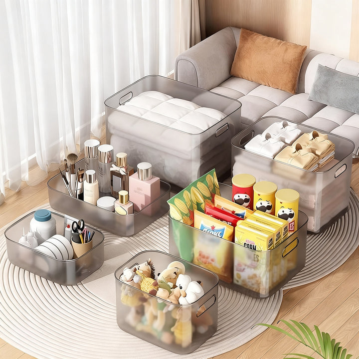Transparent storage box made of plastic