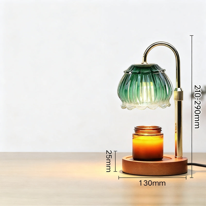 Wax melting lamp with wooden base