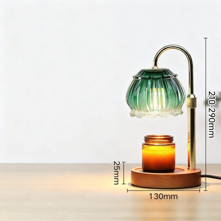 Wax melting lamp with wooden base