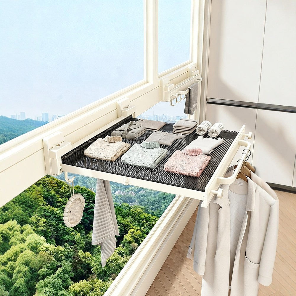 Foldable drying rack with suction cup made of aluminum