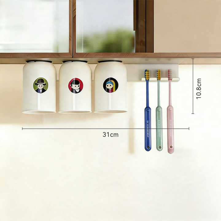 Magnetic toothbrush holder, wall-mounted