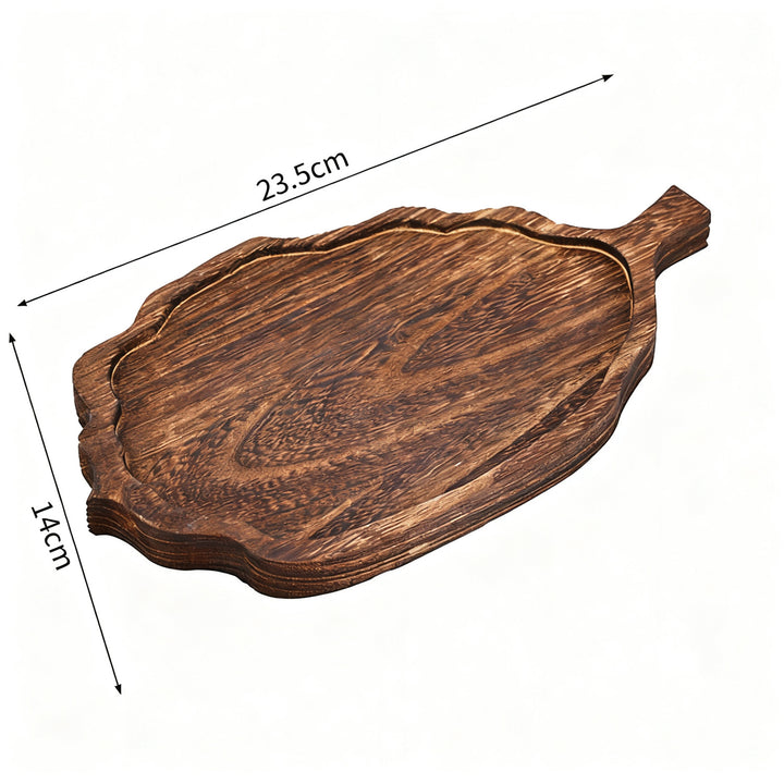 Wood serving tray, leaf shape, neochinese design