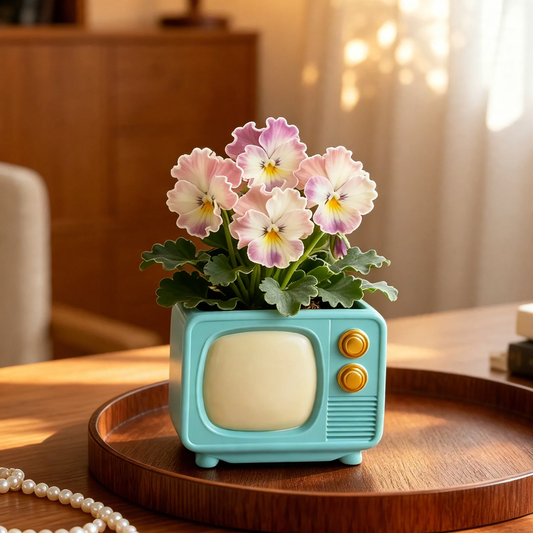 Vintage flower pot, retro design, without plant
