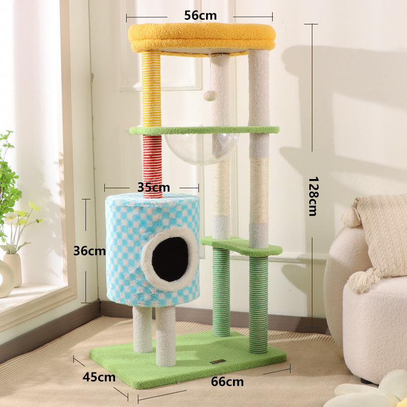Cat climbing tree, compact, with cave
