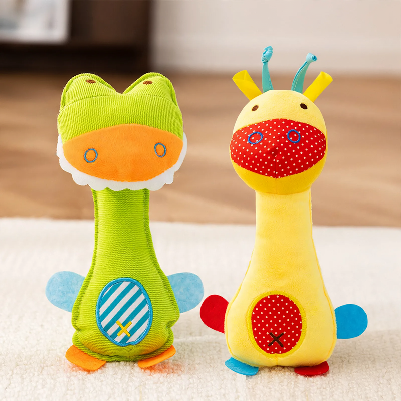 Plush animal toy with squeaker for dogs and cats