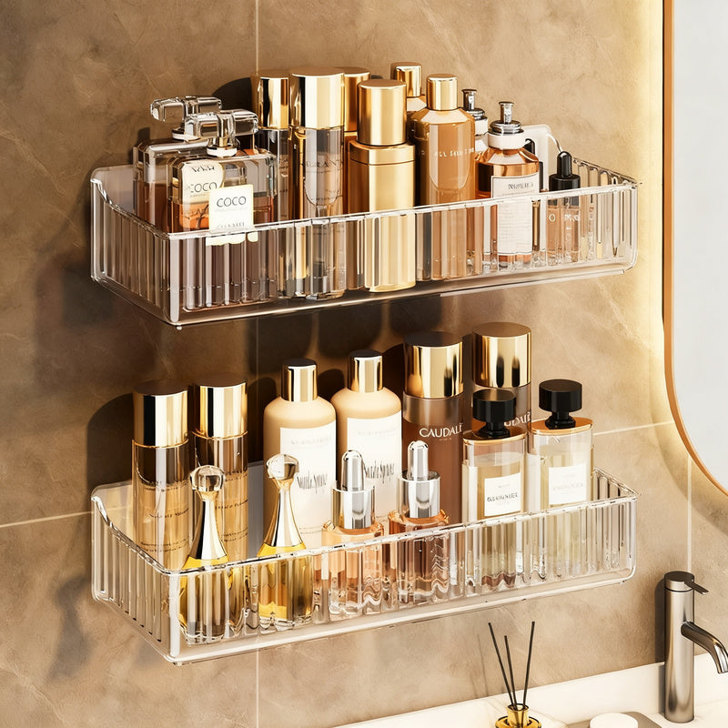 Acrylic wall shelf for bathroom, no drilling