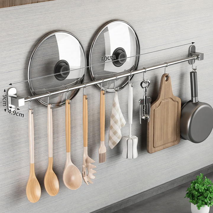 Stainless steel wall hooks for the kitchen, no drilling required