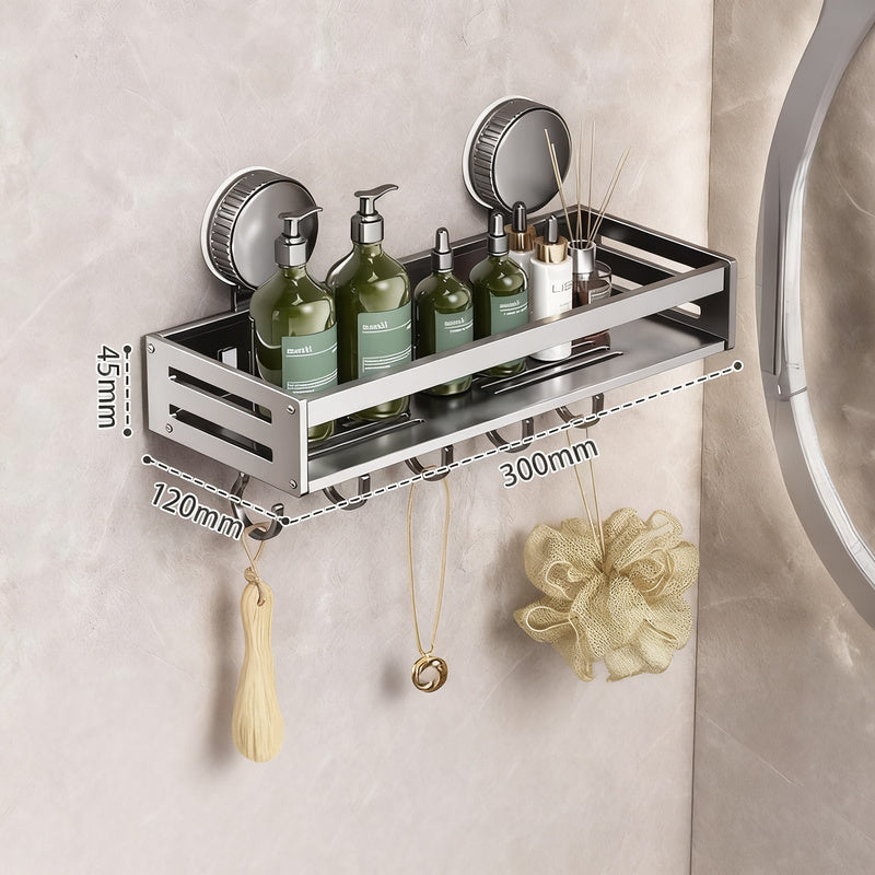 Suction Cup Wall Shelf Bathroom, Space Aluminum