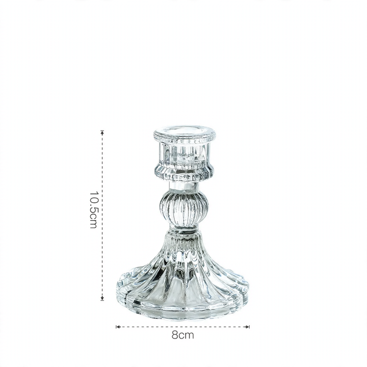 Glass candle holder with crystal cut, European style