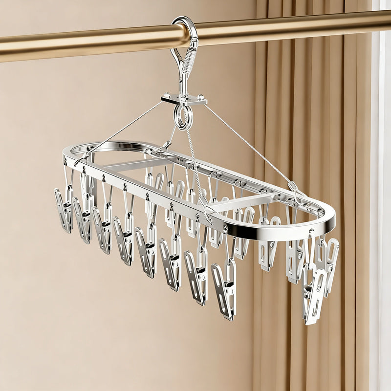 Aluminum drying rack with clips