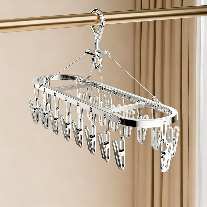 Aluminum drying rack with clips