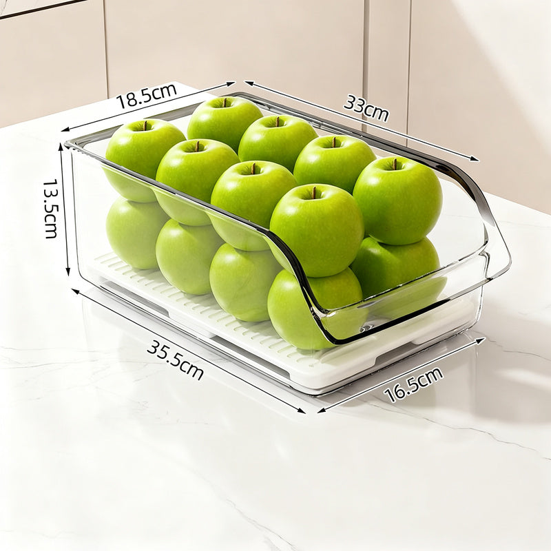 Refrigerator drawer made of PET with drain grid