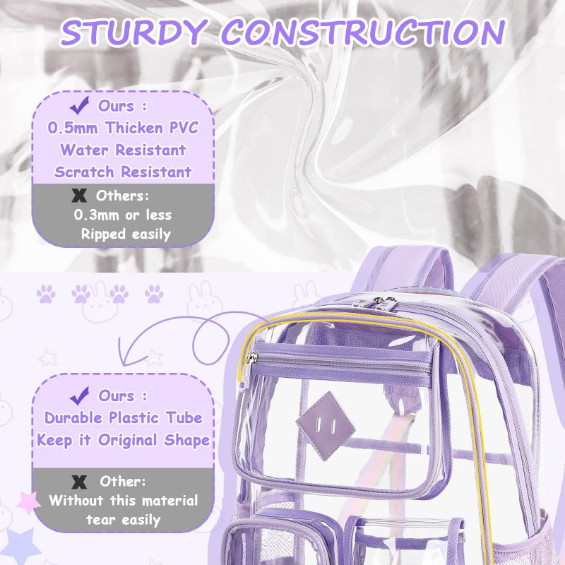 Transparent PVC Backpack, 43×17×35 cm
