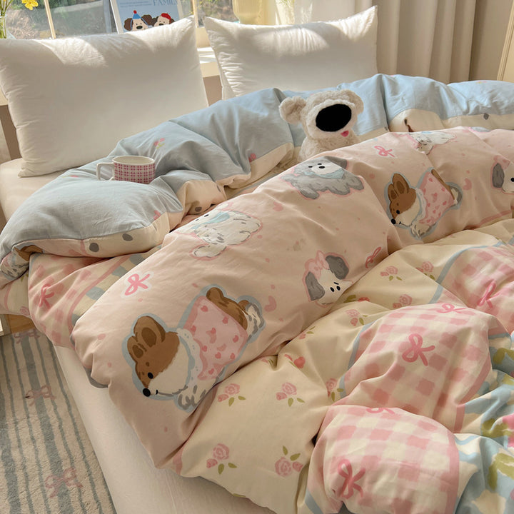 Cotton bedding with cartoon motifs, 4-piece