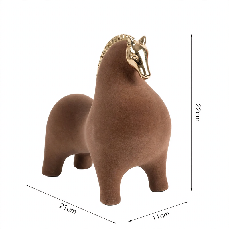 Modern decorative figure made of resin with velvet surface