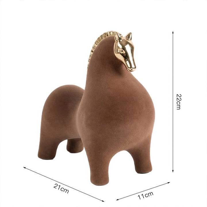 Modern decorative figure made of resin with velvet surface