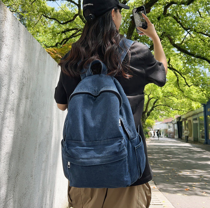 Denim fabric backpack, lightweight and versatile