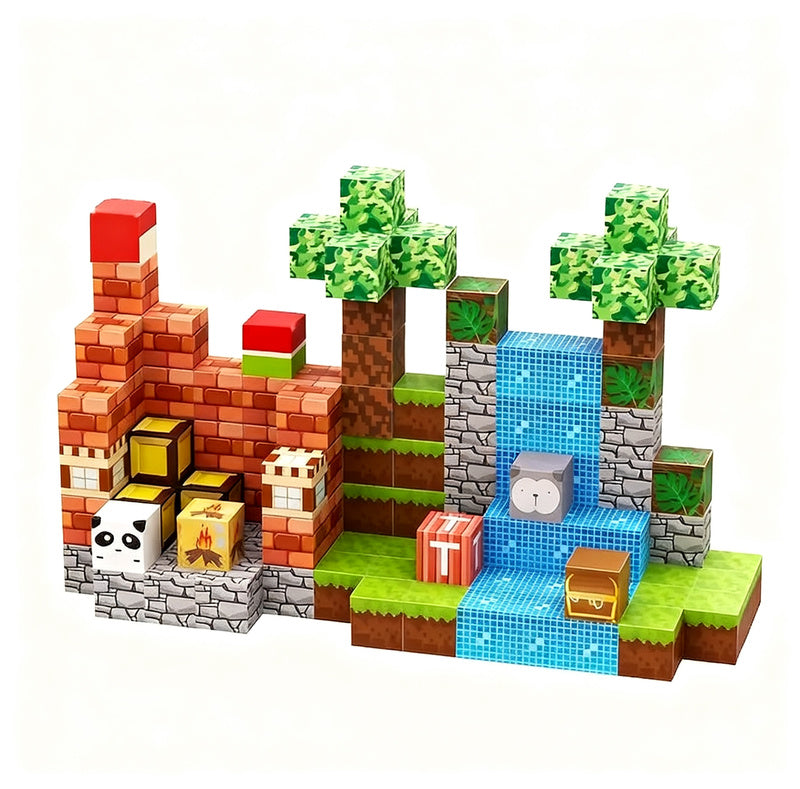 Magnet stick building blocks, multiple sizes