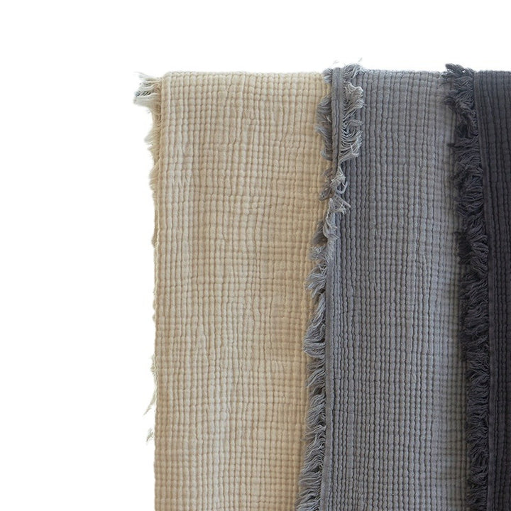 Four-layer cotton blanket, fringes, double color