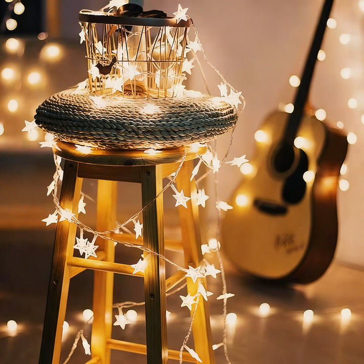 LED string lights with stars, 40×40 mm, model RK8005