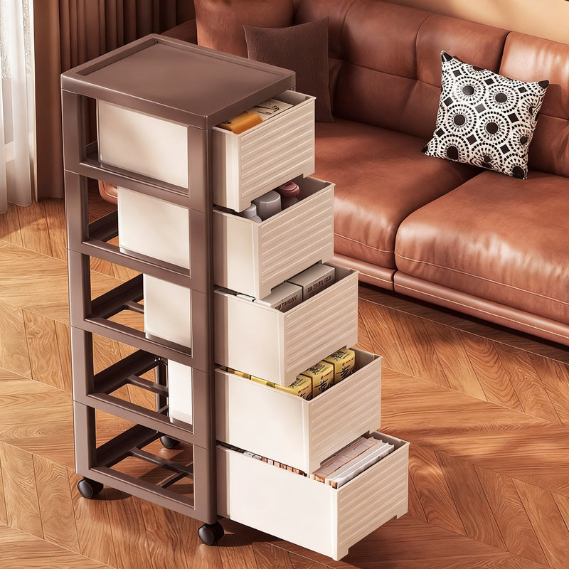 Plastic storage cabinet, multi-layer, with wheels