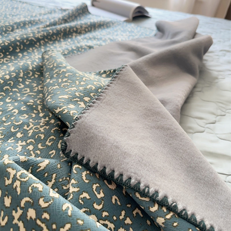 Wool blanket with geometric pattern