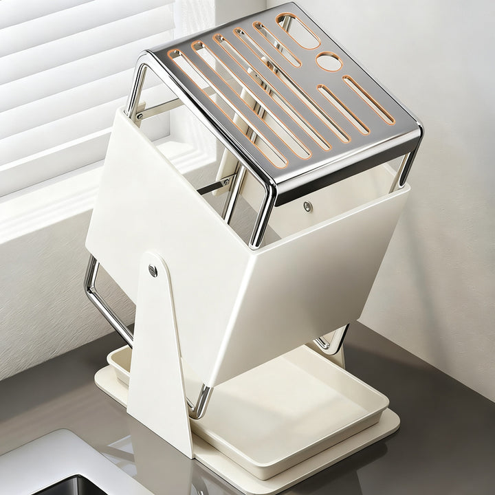 Rotatable knife block made of stainless steel, large capacity