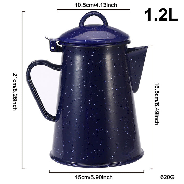 Enamel jug with handle, Blue design
