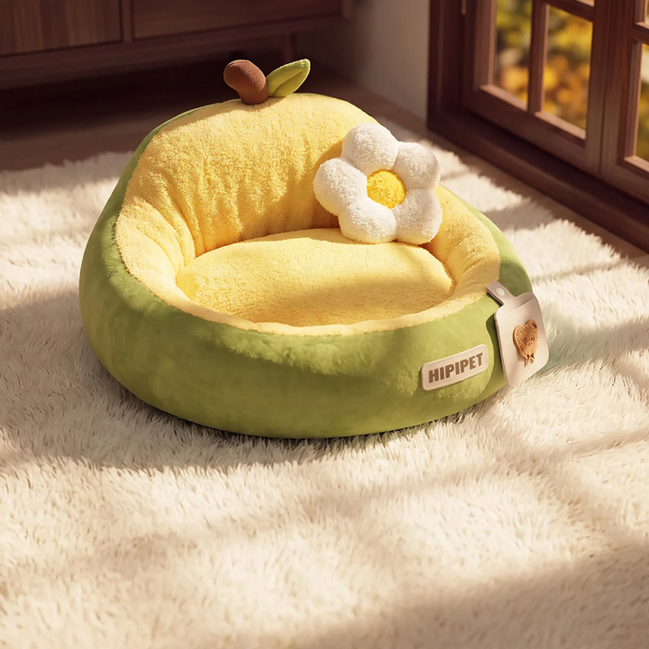 Half-open pet bed with heat filling for autumn and winter
