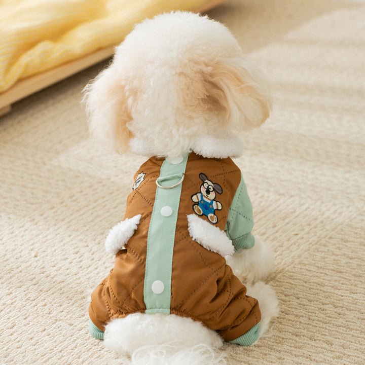 Winter jacket for small dogs with pockets and leash