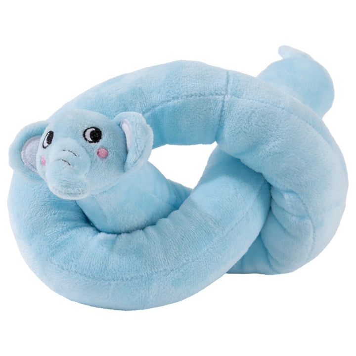 Plush dog toy with rope construction and squeaker