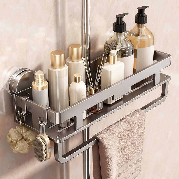 Shower shelf with suction cup or wall mounting