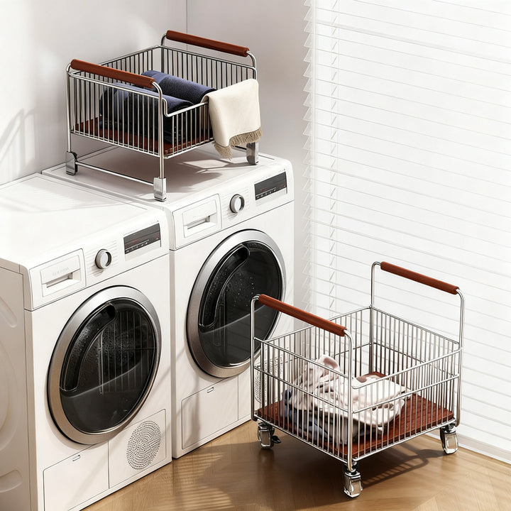 Laundry collector with wheels in vintage style